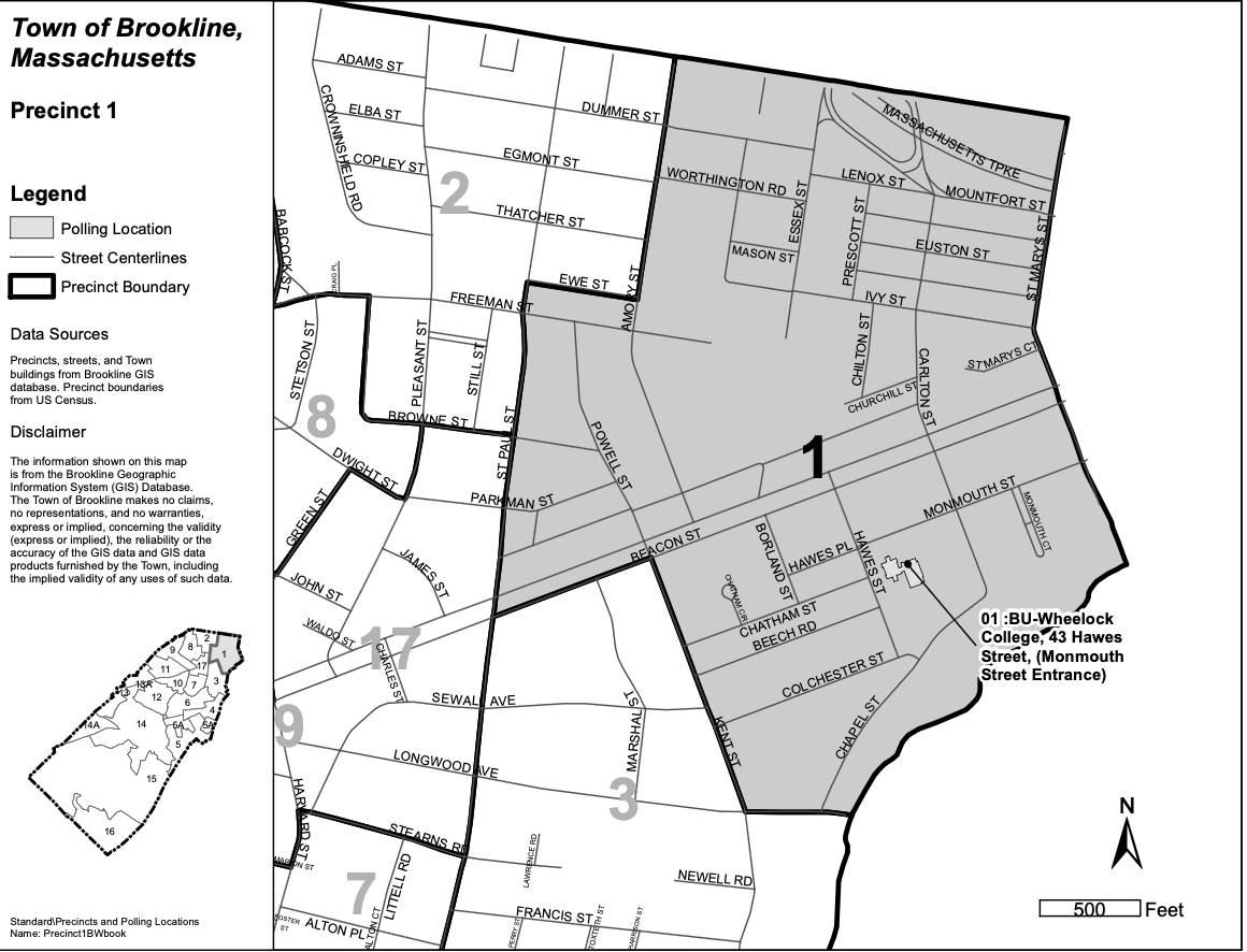 Map of Brookline Precinct 1.